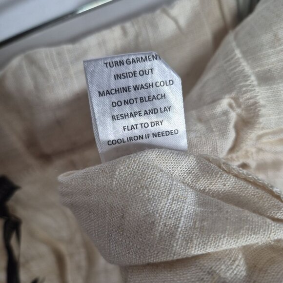 Coco Carmen Womens Linen Pants Size XXL Pull On Fringe Hem Minimalist Summer - Picture 6 of 7